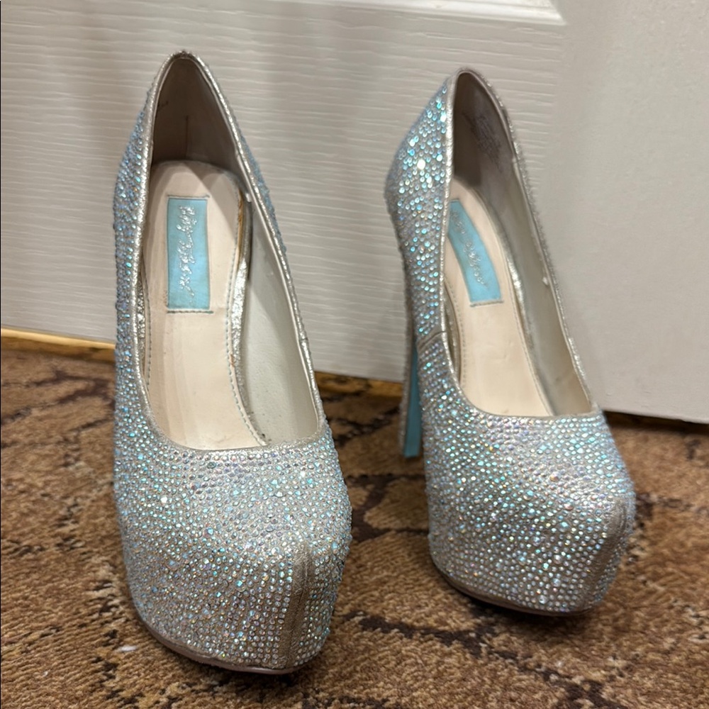Blue by Betsey Johnson Silver Glitter Stiletto Heels
